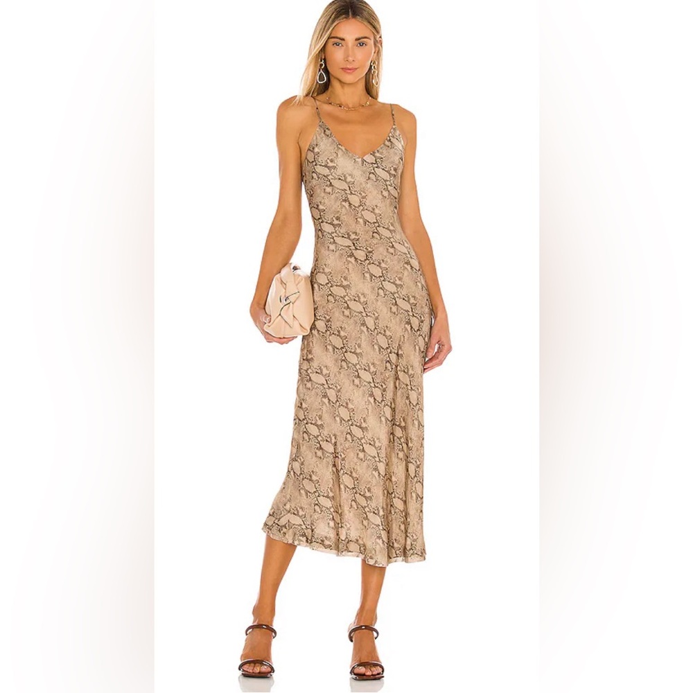 Jonathan Simkhai Rhiannon Bias Midi Slipdress in Python size 12